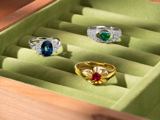 three vintage and antique gemstone rings