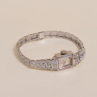 Vintage Hamilton 6 Carats Diamond Platinum Bracelet Cocktail Watch
