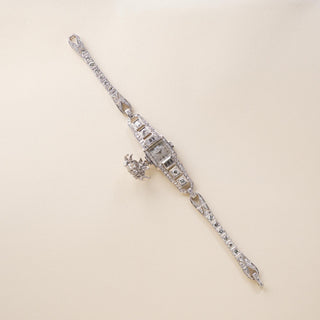 Vintage Rolex Platinum and 6 Carats Diamond Concealed Watch Cocktail Bracelet