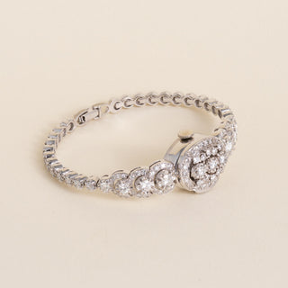 Vintage 1950's Rolex 8 Carats Diamond Ladies Hidden Watch 14K White Gold