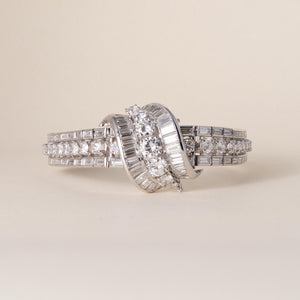 Vintage 1950's Jaeger Le Coultre 19 Carats Diamond Hidden Watch Luxury Bracelet
