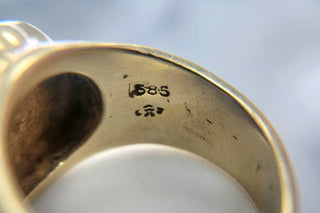 Vintage Pentagram Ring Diamond Five-Pointed Star Astrology Band 14K Gold
