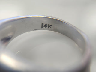 1950s 0.25 Carat Old Mine Diamond 12K White Gold Dome Ring Florentine Finish