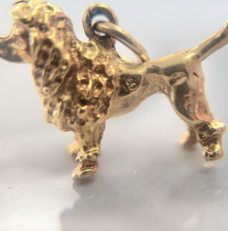 Vintage Poodle Dog Pendant Charm 18K Yellow Gold