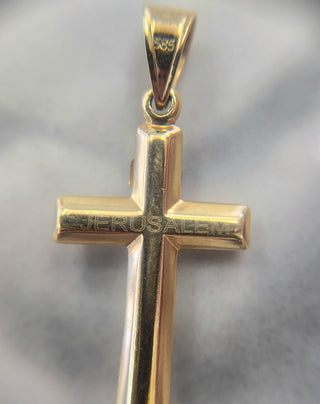 Vintage 14K Two Tone Gold Jesus on Cross Pendant Charm