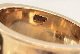 Vintage Diamond Pave Wide Band Modernist Ring 14K Two Tone Gold