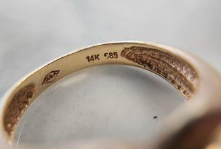 Vintage X Diamond Channel Set Wide Band Ring 14K Yellow Gold
