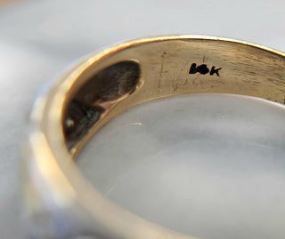 1950s Vintage Men's Diagonal Stripe Diamond Band 14K Two Tone Gold