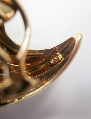 Vintage 18K Gold Swirl Wing Earrings