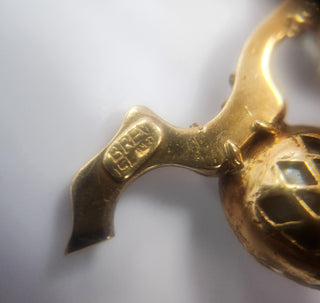 Vintage Italian 18K Gold Lovebirds Enamel Baroque Pearl Brooch 1980s Figural
