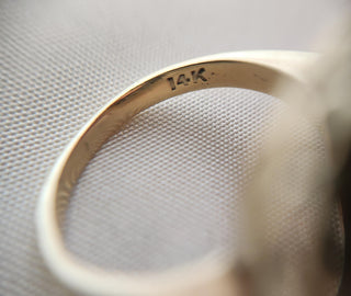 Vintage 14K Gold Opal and Diamond and Enamel Cocktail Ring