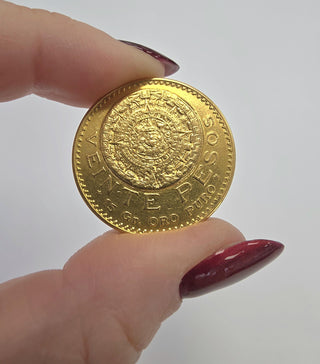 24K Pure Gold Mexico 1919 20 Pesos Aztec Calendar Coin