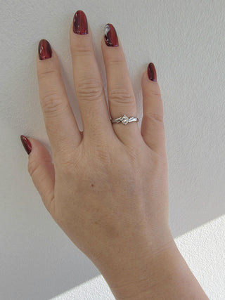 Vintage 1970s 0.38ct F/G VS Diamond Solitaire Wave Shank Ring Sz 6 Platinum