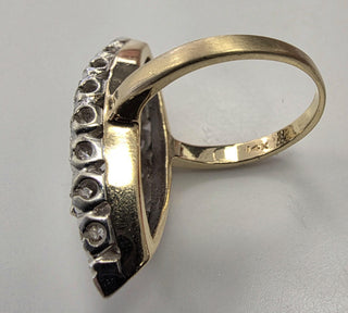 Vintage 14K Gold 1.50 Carats Diamond Navette Ring