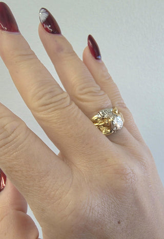 Vintage 14K Two Tone Gold Diamond Nudist Erotic Ring