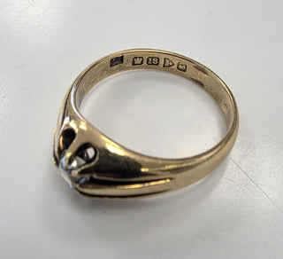 Victorian 18K Gold 0.50 Carat Old Mine Cut Cushion Diamond Belcher Ring