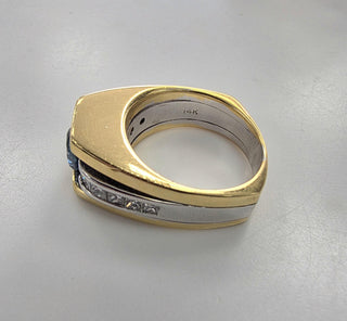 Vintage 14K Gold 1.35 Carat Montana Sapphire and Princess Cut Diamond Ring