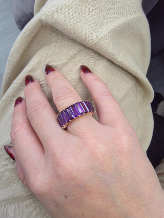 Effy 14K Rose Gold 6 Carat Amethyst Elongated Baguette Cut Eternity Ring Band