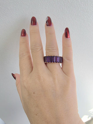 Effy 14K Rose Gold 6 Carat Amethyst Elongated Baguette Cut Eternity Ring Band