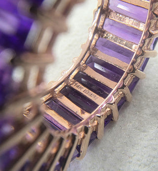 Effy 14K Rose Gold 6 Carat Amethyst Elongated Baguette Cut Eternity Ring Band