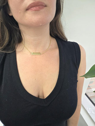Vintage Cartier 18K Gold Diamond ID Bar Necklace