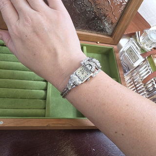Antique 1940's 4.25 Carats Diamond Hamilton Cocktail Watch 14K White Gold