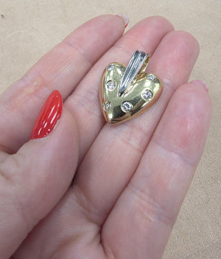 Vintage 14K Gold 0.50 Carats Diamond Heart Pendant