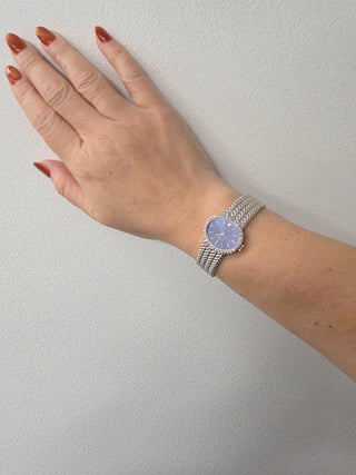 Vintage Rolex Orchid ladies Blue Face Diamond Cocktail Watch 18K Gold