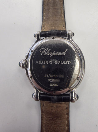 Vintage Chopard Happy Sport Diamonds and  Leather Strap S. Steel Watch