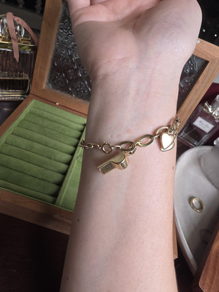Vintage 14K Yellow Gold Multi Objects Charm Bracelet