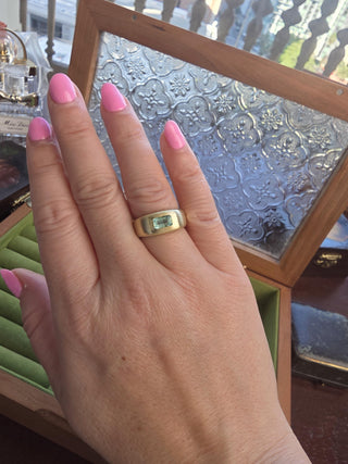 18K Yellow Gold 0.80 Carat Paraiba Tourmaline Emerald Cut Signet Ring