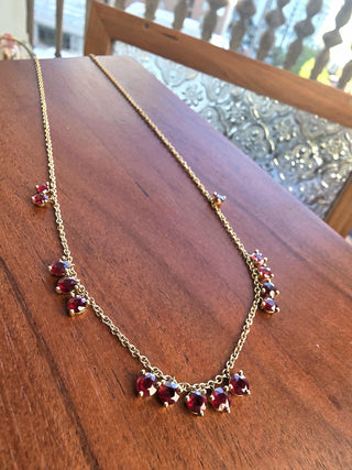 18K Yellow Gold 5.73 Carats Ruby Dangle Necklace
