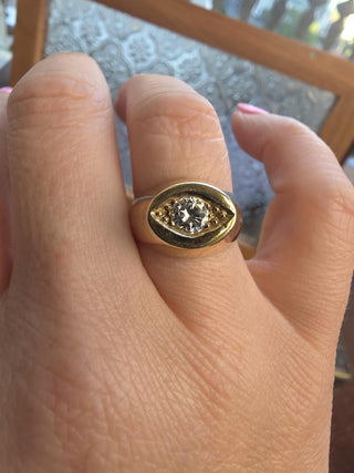 Vintage 14K Gold 0.50 Carat Evil Eye Diamond Dome Ring