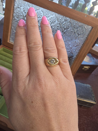 Vintage 14K Gold 0.50 Carat Evil Eye Diamond Dome Ring
