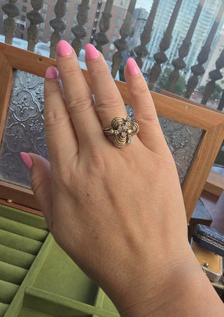 Vintage 14K Gold 0.50 Carats Diamond Lucky Clover Cocktail Ring