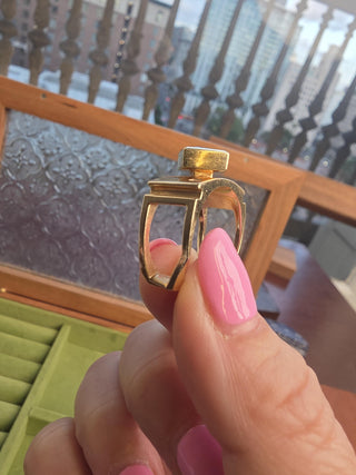 Vintage 14K Yellow Gold Amethyst Bezel and Diamond Contemporary Ring