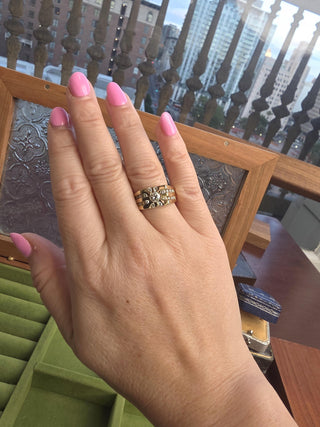 Vintage 14K Gold 2 Carats Diamond Starburst Cluster Channel Set Ring