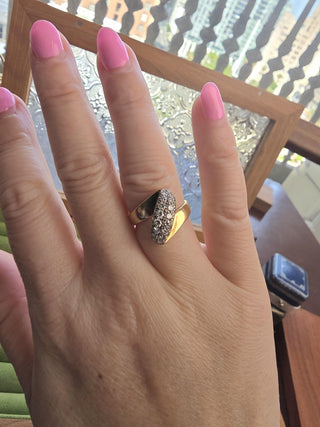 Vintage 18K Gold 0.50 Carats Diamond Pave Bypass Ring Band