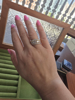 Vintage Italian 18K 2.60 Carats Mixed Cut Diamond Band Ring