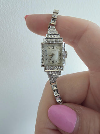 Art Deco Blancpain 1 carat Diamond Ladies Cocktail Watch 14K White Gold