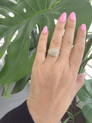 Vintage 18K Gold 2.50 Carats Diamond Cluster Dome Ring