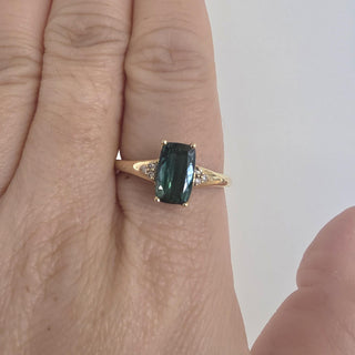 Vintage 14K Gold 1.30 Carat Indicolite Tourmaline and Diamond Ring