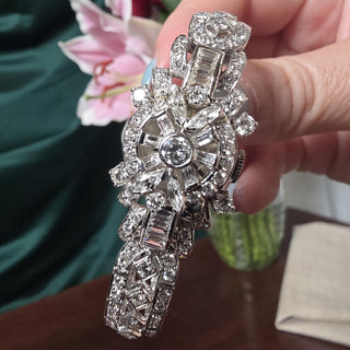 Vintage Platinum  Girard Perregaux Ladies Hidden Watch 7 ct Diamond Bracelet