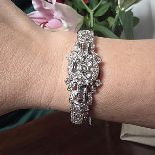 Vintage Platinum  Girard Perregaux Ladies Hidden Watch 7 ct Diamond Bracelet