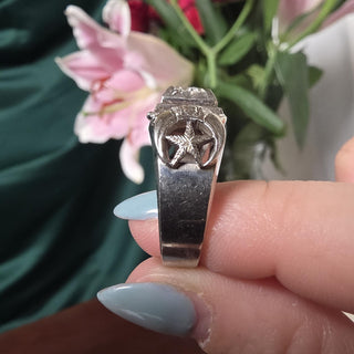 Vintage 10K Gold Masonic Double Phoenix and Star 0.50 Carat Diamond Ring