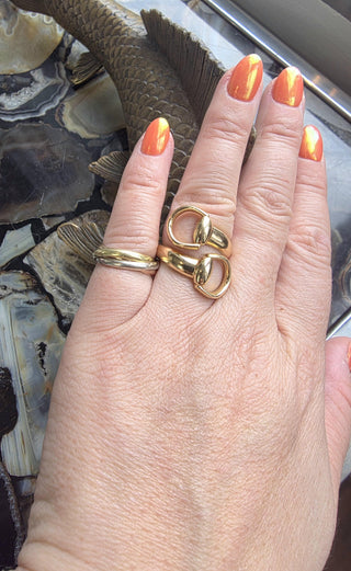 Estate Gucci Horsebit Contrairie 18K Yellow Gold Wrap Ring