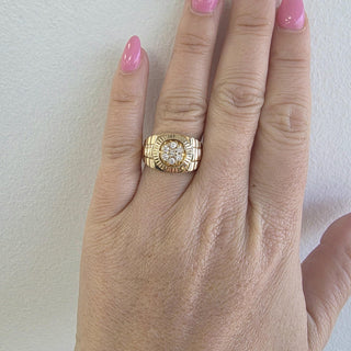 Vintage 1980s 14K Gold 0.30 Carats Diamond Cluster Ring Band