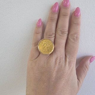 Vintage 14K Gold 1906 US $5 Five Dollar Liberty Coin Ring
