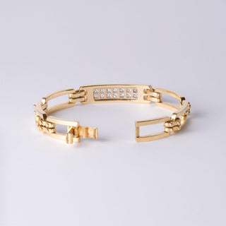 Vintage 1.25 Carats Diamond ID Bar Bracelet 14K Yellow Gold