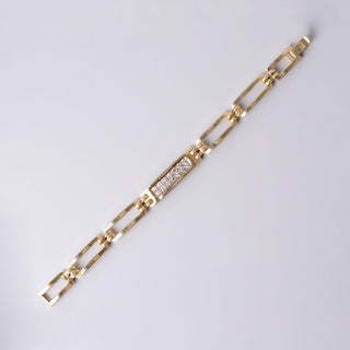 Vintage 1.25 Carats Diamond ID Bar Bracelet 14K Yellow Gold
